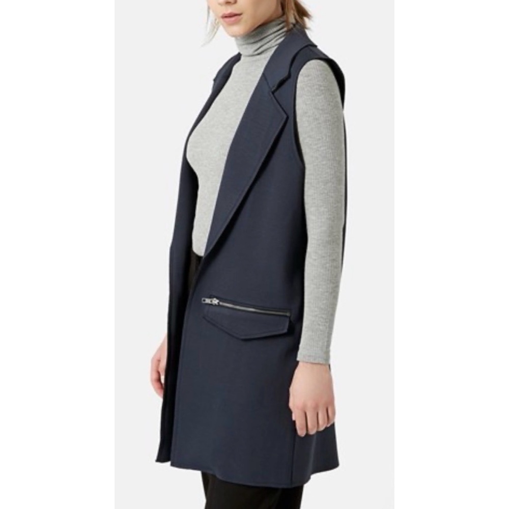 Topshop Long Utility Vest Navy